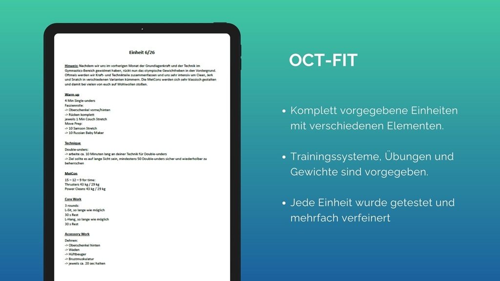 OCT-FIT - Fitnessplan Vorschau 2