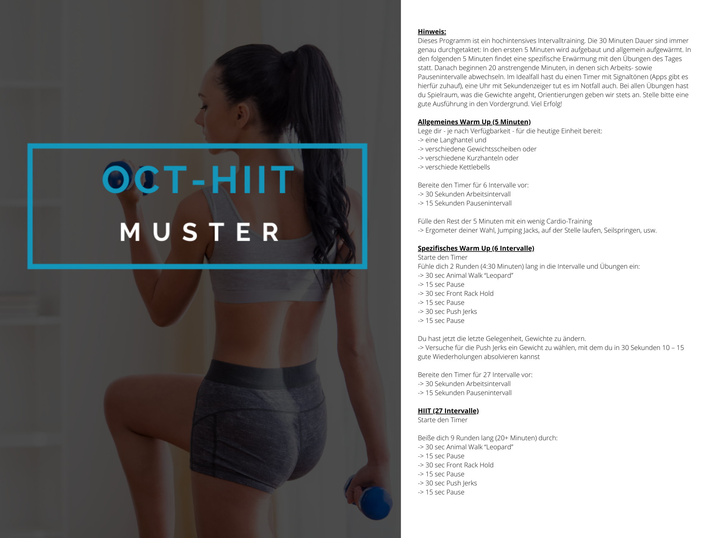 OCT-HIIT Muster Trainingsplan 1