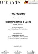 Octofit - Peter Schäfer - Urkunde Fitness Lizent BSA Akademie Köln