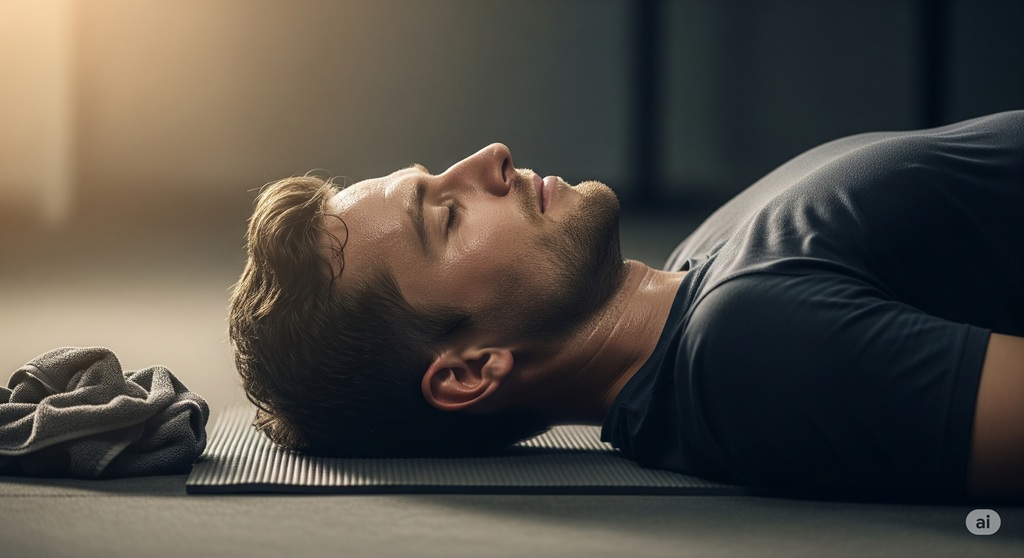 Mann entspannt sich nach dem HIIT Training zur Regeneration