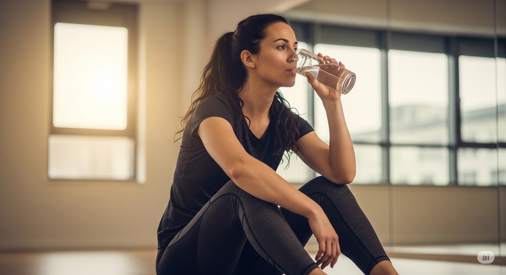 Frau hört nach einem anstrengenden HIIT Workout auf die Signale ihres Körpers