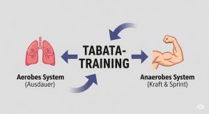 Infografik die zeigt wie Tabata Training sowohl das aerobe als auch das anaerobe System verbessert