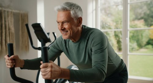Ein fitter Senior lächelt zufrieden nach seinem gelungenen Crosstraining im Alter. Ein fitter Senior lächelt zufrieden nach seinem gelungenen Crosstraining im Alter.