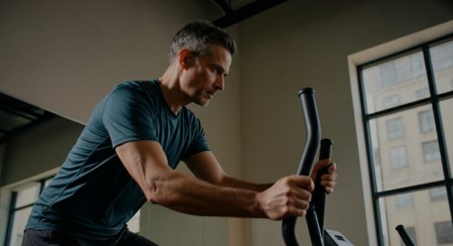 Mann mit korrekter Haltung beim Crosstraining gegen Rückenschmerzen.