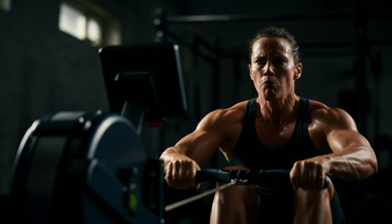 Ein Athlet, der mit HIIT auf dem Rudergerät gezielt seine VO2max steigern will.