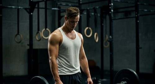 Nachdenkliche Sportler*in im Gym symbolisiert die Nachteile von Crosstraining und fehlende Spezialisierung.