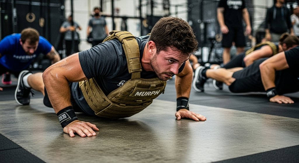 Athlet absolviert das Hero WOD Murph mit einer Gewichtsweste.