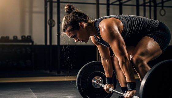 Athlet beim Gewichtheben im Crosstraining für maximale Kraftentwicklung.