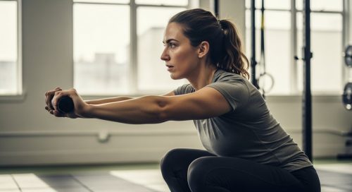 Athlet führt ein sicheres HIIT-Workout durch, um Gelenkschmerzen zu vermeiden. Athlet führt ein sicheres HIIT-Workout durch, um Gelenkschmerzen zu vermeiden.