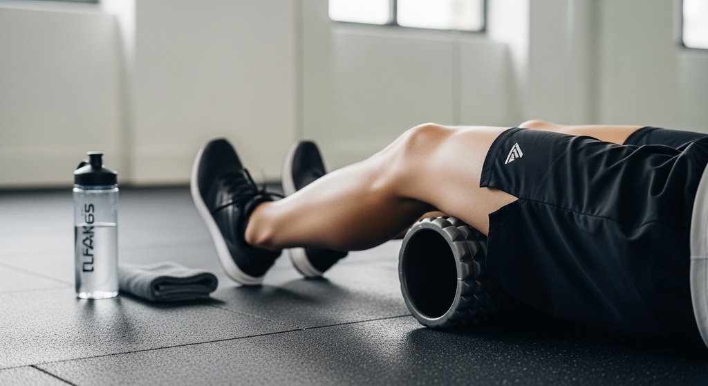 Athlet nutzt eine Faszienrolle zur aktiven Regeneration nach dem Cross-Training.