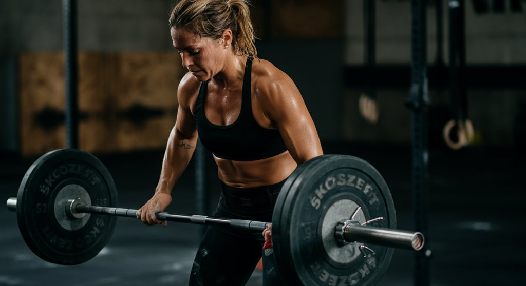 Athletin skaliert ihr Gewicht im WOD für die richtige Intensität.