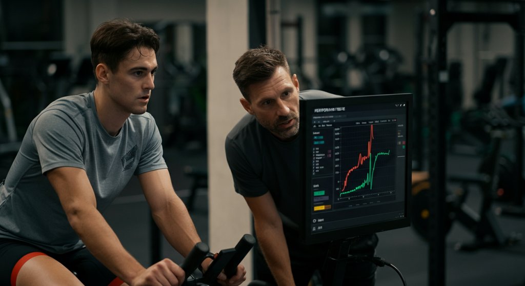 Auswertung der Kennzahlen nach dem Wingate Protokoll Test am Ergometer.