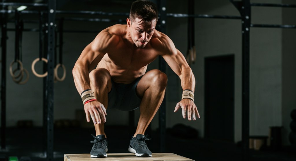 CrossTrainer voller Energie beim Box Jump nach einem strategischen Cheat Day.