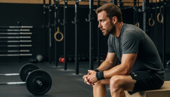 CrossTraining-Athlet beginnt seine Regeneration nach einem intensiven Workout in der Box.