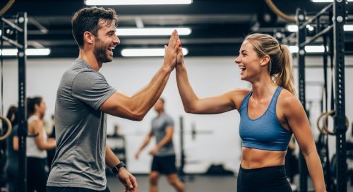 Crosstraining für Anfänger: Zwei Personen feiern ihren Trainingserfolg mit einem High-Five.