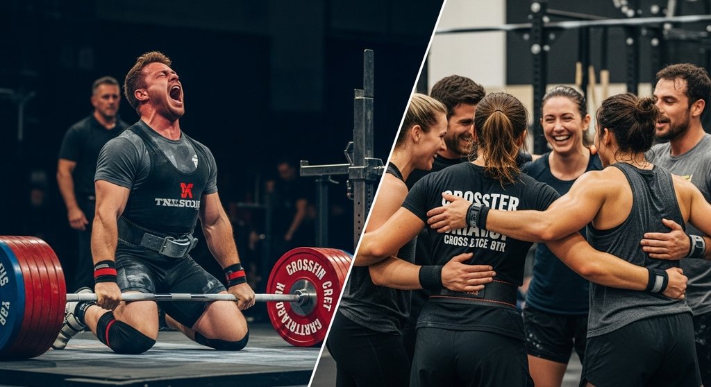 Der individuelle Triumph eines Powerlifters im Vergleich zum gemeinschaftlichen Erfolg im Crosstraining.