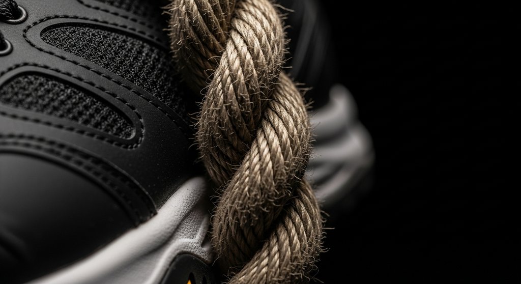 Robuste Seite eines Crosstraining Schuhs mit Rope Guard für optimalen Grip beim Seilklettern.