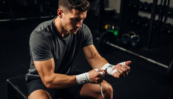 Ein Athlet bereitet seine Crosstraining Ausrüstung für ein intensives Workout vor.