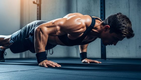 Ein Athlet demonstriert Kraft und Körperbeherrschung beim Gymnastics Crosstraining.