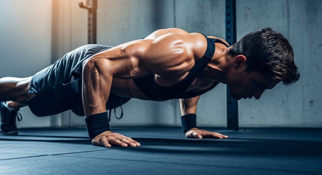 Ein Athlet demonstriert Kraft und Körperbeherrschung beim Gymnastics Crosstraining.