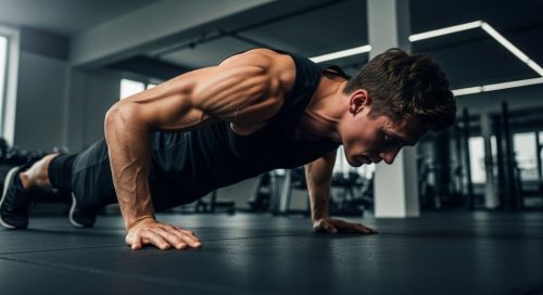 Ein Athlet führt einen perfekten Handstand Push Up als Teil seiner Progression aus. Ein Athlet führt einen perfekten Handstand Push Up als Teil seiner Progression aus.