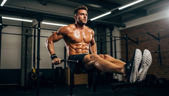 Ein Athlet führt einen schnellen und dynamischen Butterfly Pull-up aus.