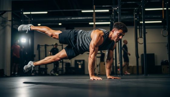 Ein Athlet meistert den Handstand Walk in einer Cross-Training-Box.
