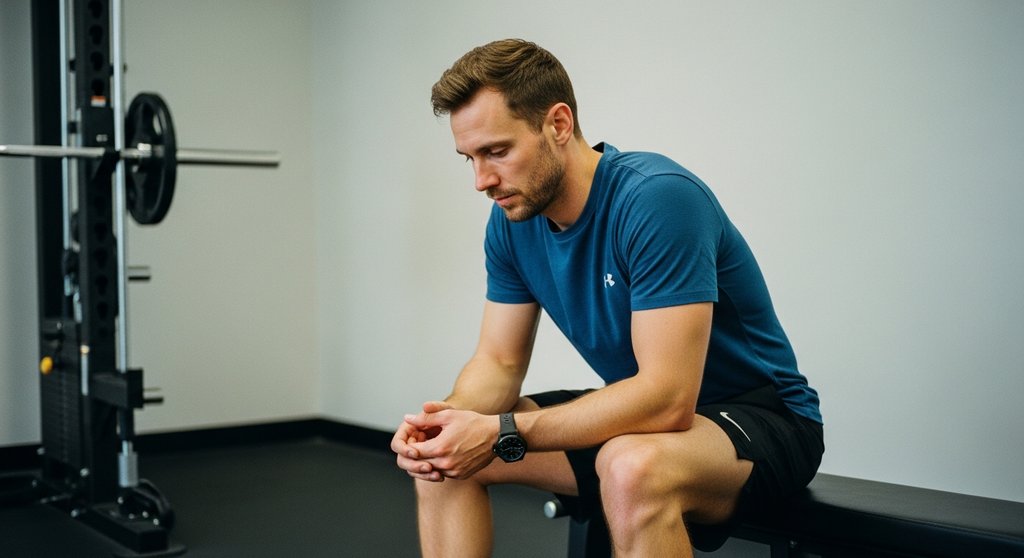 Ein Athlet reflektiert nach einem Trainingszyklus seinen Fortschritt und plant die nächsten Schritte.