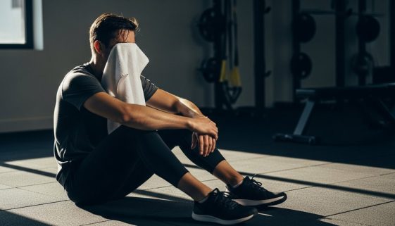Ein Athlet regeneriert nach einem intensiven HIIT-Training und blickt zufrieden.
