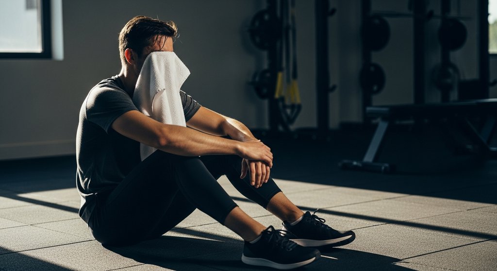 Ein Athlet regeneriert nach einem intensiven HIIT-Training und blickt zufrieden.