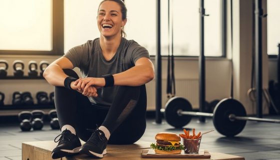 Ein CrossTrainer genießt einen wohlverdienten Burger als Teil seines Cheat Days.