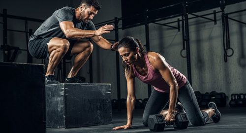 Ein CrossTrainer-Paar kämpft sich während eines intensiven WODs durch die Muskelermüdung.