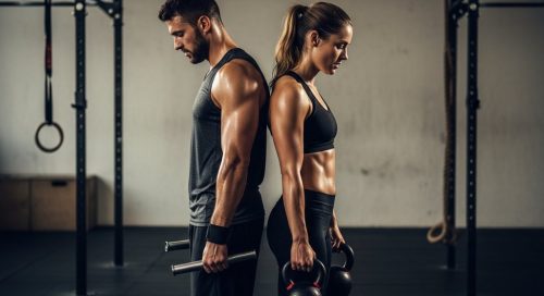 Ein CrossTraining-Athlet und eine Athletin fokussiert im Training dank Paleo-Ernährung.