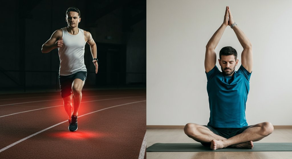 Ein Läufer beugt durch ausgleichendes Yoga Verletzungen vor, ein Vorteil von Crosstraining.