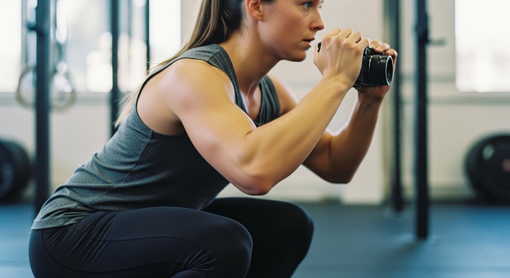 Ein Sportler führt eine technisch saubere Kniebeuge während eines Workouts aus.