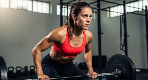 Eine Athletin nach einem anstrengenden CrossFit Girl WOD in einer Box.