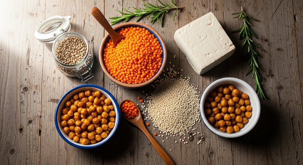 Eine Auswahl der besten veganen Proteinquellen für den Muskelaufbau im CrossTraining.