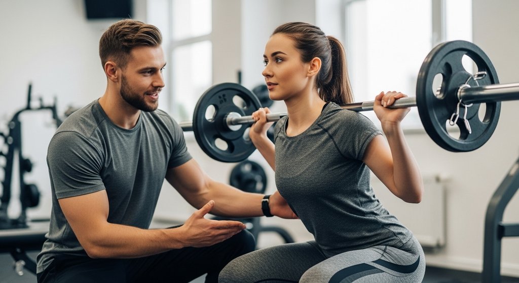 Eine CrossTraining-Anfängerin erhält Technik-Tipps von ihrem Coach.