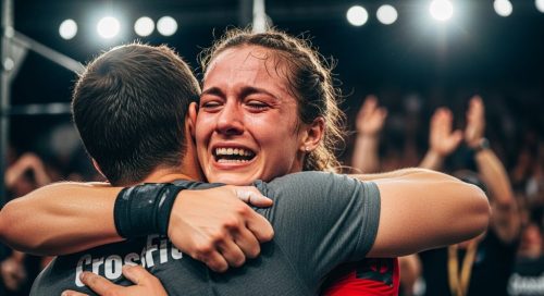 Eine glückliche Athletin nach ihrem ersten Crosstraining Wettkampf für Anfänger. Eine glückliche Athletin nach ihrem ersten Crosstraining Wettkampf für Anfänger.