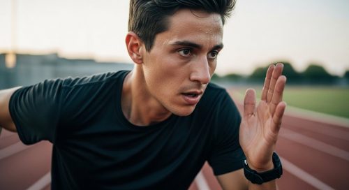 Eine Person bei einem hochintensiven Sprint als Beispiel für das hochintensive Intervalltraining nach der Little-Methode. Eine Person bei einem hochintensiven Sprint als Beispiel für das hochintensive Intervalltraining nach der Little-Methode.