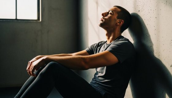 Erschöpfter Sportler nach einem intensiven HIIT-Workout als Sinnbild für Übertraining.