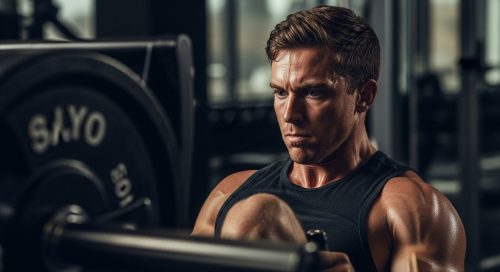 Fokussierter Athlet führt eine intensive Myo-Reps-Übung an der Beinpresse für maximalen Muskelaufbau durch.