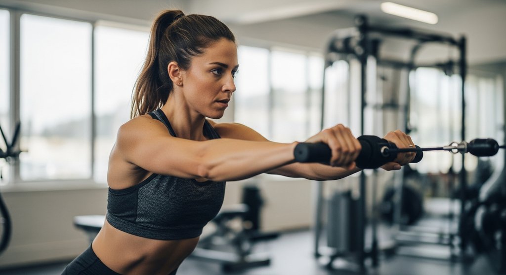 Frau beim HIIT-Bauchtraining mit der Übung Russian Twist für die schrägen Bauchmuskeln.