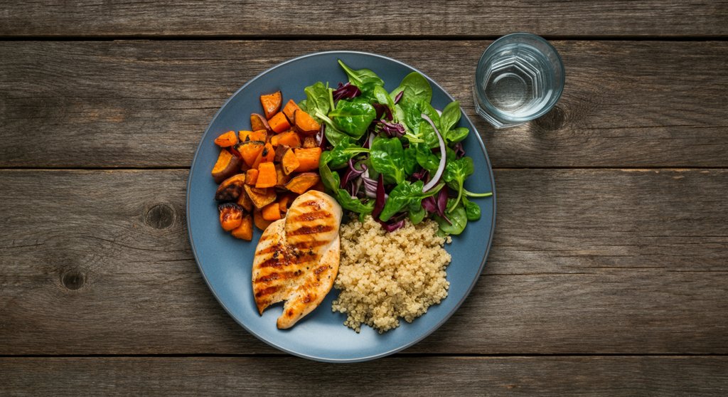 Gesunde Ernährung mit Proteinen und Kohlenhydraten zum Abnehmen mit Crosstraining