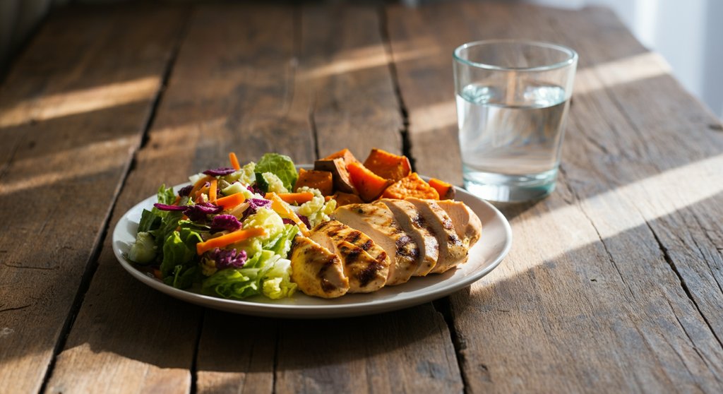 Gesunde Post-Workout Mahlzeit zur Regulierung des HIIT Cortisol Spiegels.