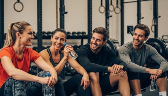 Gruppe von Sportlern nach einem erfolgreichen CrossTraining Probetraining bei Octofit.