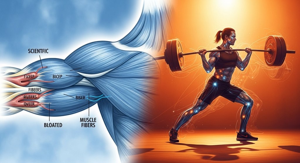 Illustration des Unterschieds zwischen isoliertem Muskelaufbau und funktionaler Bewegungskette.