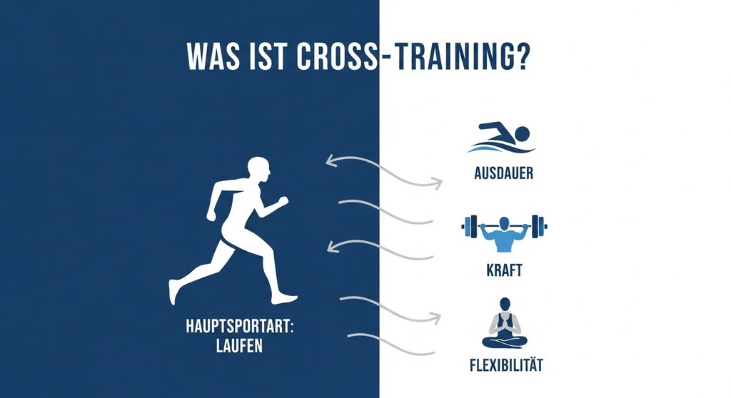Infografik erklärt das Prinzip von Cross-Training am Beispiel eines Läufers.