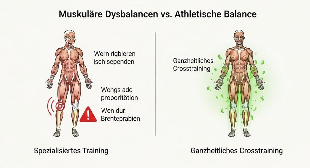 Infografik: Crosstraining für Sportler gleicht muskuläre Dysbalancen aus und beugt Verletzungen vor.