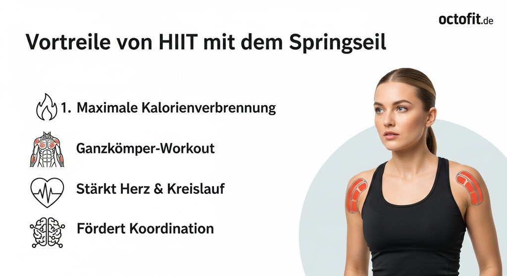 Infografik zu den Vorteilen von HIIT Training mit dem Springseil.